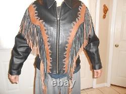 Sunriders Western Wear Fringe Women Leather Jacket Cinched Waist withStuds