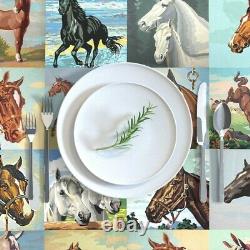 Tablecloth Painted Horses Paint Number Western Cowboy Cowgirl Cotton Sateen
