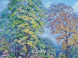 Theon Betts Painting 1921 Landscape Finest Exhibited Chicago Hilltop Antique 36