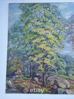Theon Betts Painting 1921 Landscape Finest Exhibited Chicago Hilltop Antique 36