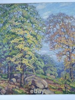 Theon Betts Painting 1921 Landscape Finest Exhibited Chicago Hilltop Antique 36