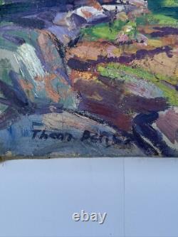 Theon Betts Painting 1921 Landscape Finest Exhibited Chicago Hilltop Antique 36