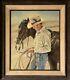 Tom Embert Phillips Antique Western Cowboy Oil Painting Vintage Horse Realism