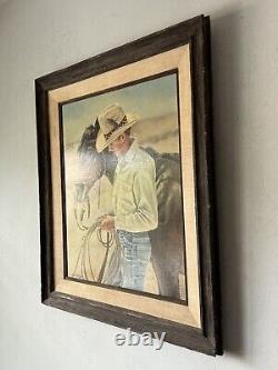 Tom Embert Phillips Antique Western Cowboy Oil Painting Vintage Horse Realism