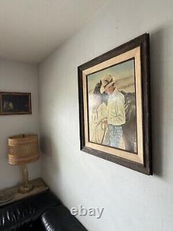 Tom Embert Phillips Antique Western Cowboy Oil Painting Vintage Horse Realism