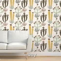Traditional Wallpaper Cactus Neutral Large Scale Western Desert Succulent Plant