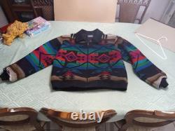 Tribal Blanket High Grade Western Wear Zip Up Wool Jacket XL Vintage