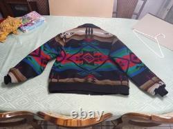 Tribal Blanket High Grade Western Wear Zip Up Wool Jacket XL Vintage