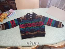 Tribal Blanket High Grade Western Wear Zip Up Wool Jacket XL Vintage