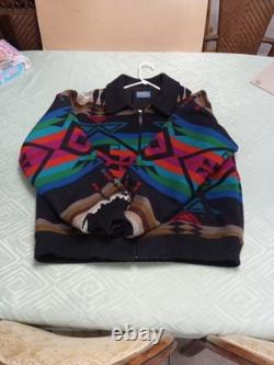 Tribal Blanket High Grade Western Wear Zip Up Wool Jacket XL Vintage