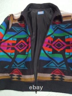 Tribal Blanket High Grade Western Wear Zip Up Wool Jacket XL Vintage