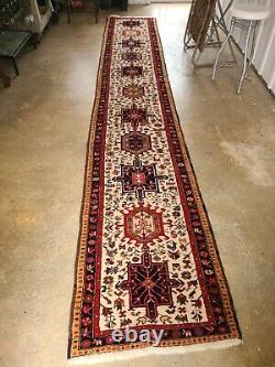 Tribal Runner Rug Oriental Handmade Farmhouse Carpet LARGE VINTAGE RUNNER