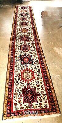 Tribal Runner Rug Oriental Handmade Farmhouse Carpet LARGE VINTAGE RUNNER