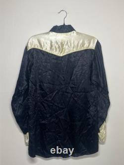 True Vintage 1950's Silk Saddle King Pearl Snap Western Shirt Chainstitch Art