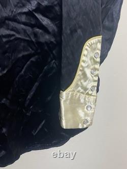 True Vintage 1950's Silk Saddle King Pearl Snap Western Shirt Chainstitch Art