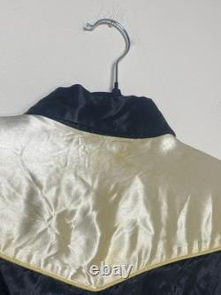 True Vintage 1950's Silk Saddle King Pearl Snap Western Shirt Chainstitch Art