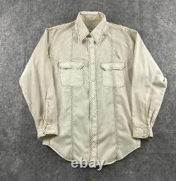 True Vintage Long Sleeve Western Button Shirt Mens M/L Chain Stitch Sail 40s 60s