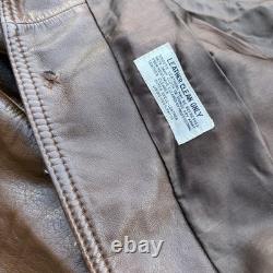 True Vintage Miller Western Wear Cognac Leather Button Coat Jacket Sz 44 Large