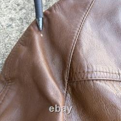 True Vintage Miller Western Wear Cognac Leather Button Coat Jacket Sz 44 Large