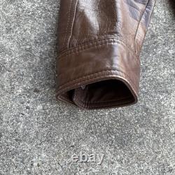 True Vintage Miller Western Wear Cognac Leather Button Coat Jacket Sz 44 Large