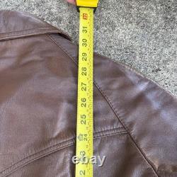 True Vintage Miller Western Wear Cognac Leather Button Coat Jacket Sz 44 Large