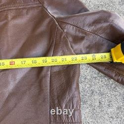 True Vintage Miller Western Wear Cognac Leather Button Coat Jacket Sz 44 Large