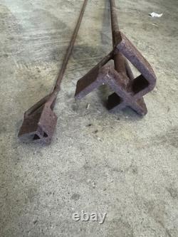 Two Antique Rancher Branding Iron Heavy 36 Symbol 4 & 1 1/2