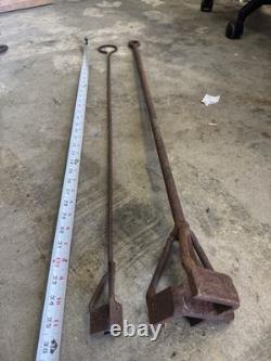 Two Antique Rancher Branding Iron Heavy 36 Symbol 4 & 1 1/2