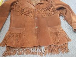 Unbranded VTG Size 44 Mens Heavyweight Western Fringe Jacket Large #S126
