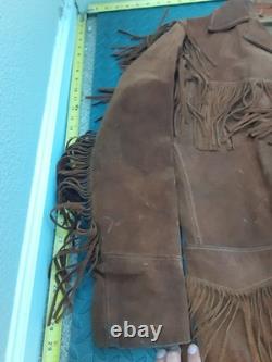 Unbranded VTG Size 44 Mens Heavyweight Western Fringe Jacket Large #S126