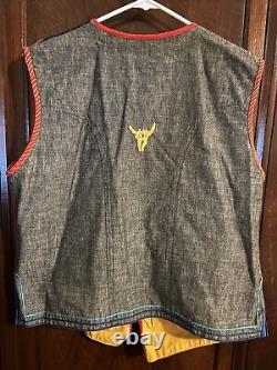 Unisex Handmade Vintage Native American Embroidered Tasseled Western Vest