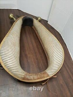 Unusual Large Antique Horse Collar With Wood & Brass Hames Western Décor