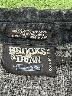 VERY RARE Vintage 90s Brooks Dunn Panhandle Slim Pearl Snap Western Shirt Flames