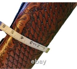 VINTAGE 1960's JOO-KAY HANDTOOLED LEATHER EMBOSSED PURSE Western Boho Size Lrg