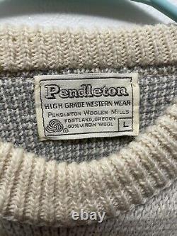 VINTAGE 1970s Pendleton High Grade Western Wear 100% Wool Pullover Sweater Large