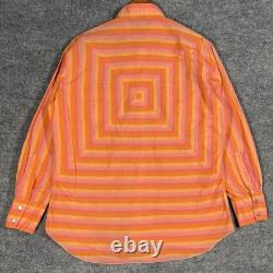 VINTAGE 60s Tem Tex Western Shirt Size Large Bullseye Stripe Pearl Snap Sawtooth