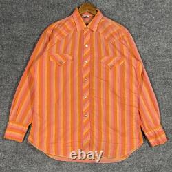 VINTAGE 60s Tem Tex Western Shirt Size Large Bullseye Stripe Pearl Snap Sawtooth