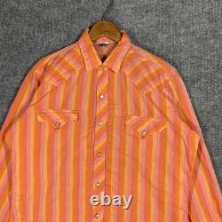 VINTAGE 60s Tem Tex Western Shirt Size Large Bullseye Stripe Pearl Snap Sawtooth
