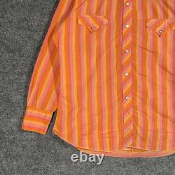 VINTAGE 60s Tem Tex Western Shirt Size Large Bullseye Stripe Pearl Snap Sawtooth