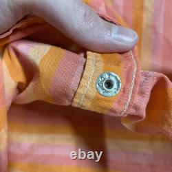 VINTAGE 60s Tem Tex Western Shirt Size Large Bullseye Stripe Pearl Snap Sawtooth