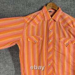 VINTAGE 60s Tem Tex Western Shirt Size Large Bullseye Stripe Pearl Snap Sawtooth