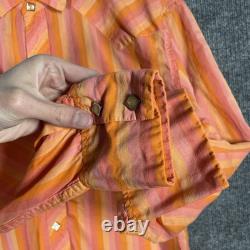 VINTAGE 60s Tem Tex Western Shirt Size Large Bullseye Stripe Pearl Snap Sawtooth