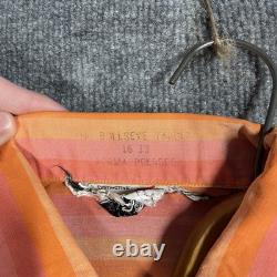 VINTAGE 60s Tem Tex Western Shirt Size Large Bullseye Stripe Pearl Snap Sawtooth