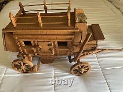 VINTAGE FOLK ART WOOD STAGECOACH Western Wagon 32x12x16