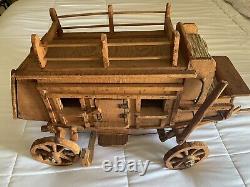 VINTAGE FOLK ART WOOD STAGECOACH Western Wagon 32x12x16