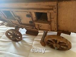 VINTAGE FOLK ART WOOD STAGECOACH Western Wagon 32x12x16