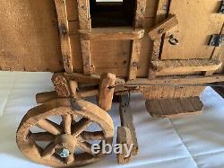 VINTAGE FOLK ART WOOD STAGECOACH Western Wagon 32x12x16