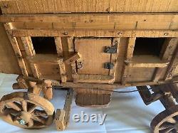 VINTAGE FOLK ART WOOD STAGECOACH Western Wagon 32x12x16