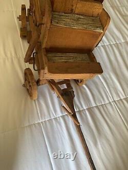 VINTAGE FOLK ART WOOD STAGECOACH Western Wagon 32x12x16