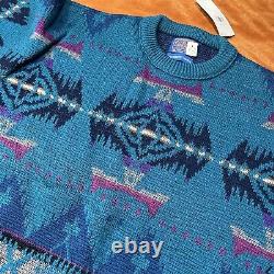 VINTAGE PENDLETON WOOL HIGH GRADE WESTERN WEAR SWEATER SZ L Aztec NEW